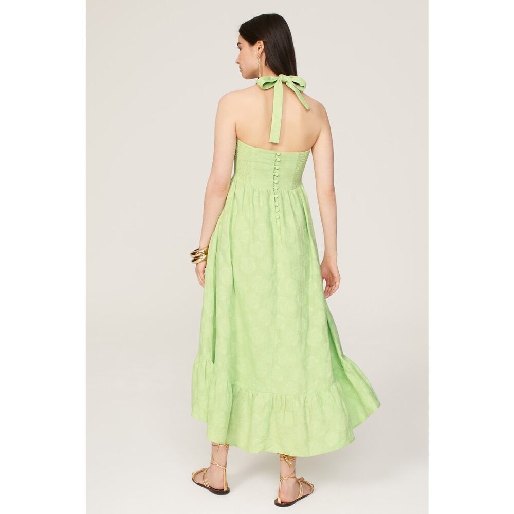 ASHLEY PARK X RTR Green Cotton Blend A-Line Halter Neck Tie Midi Dress Size 2 - Picture 2 of 14